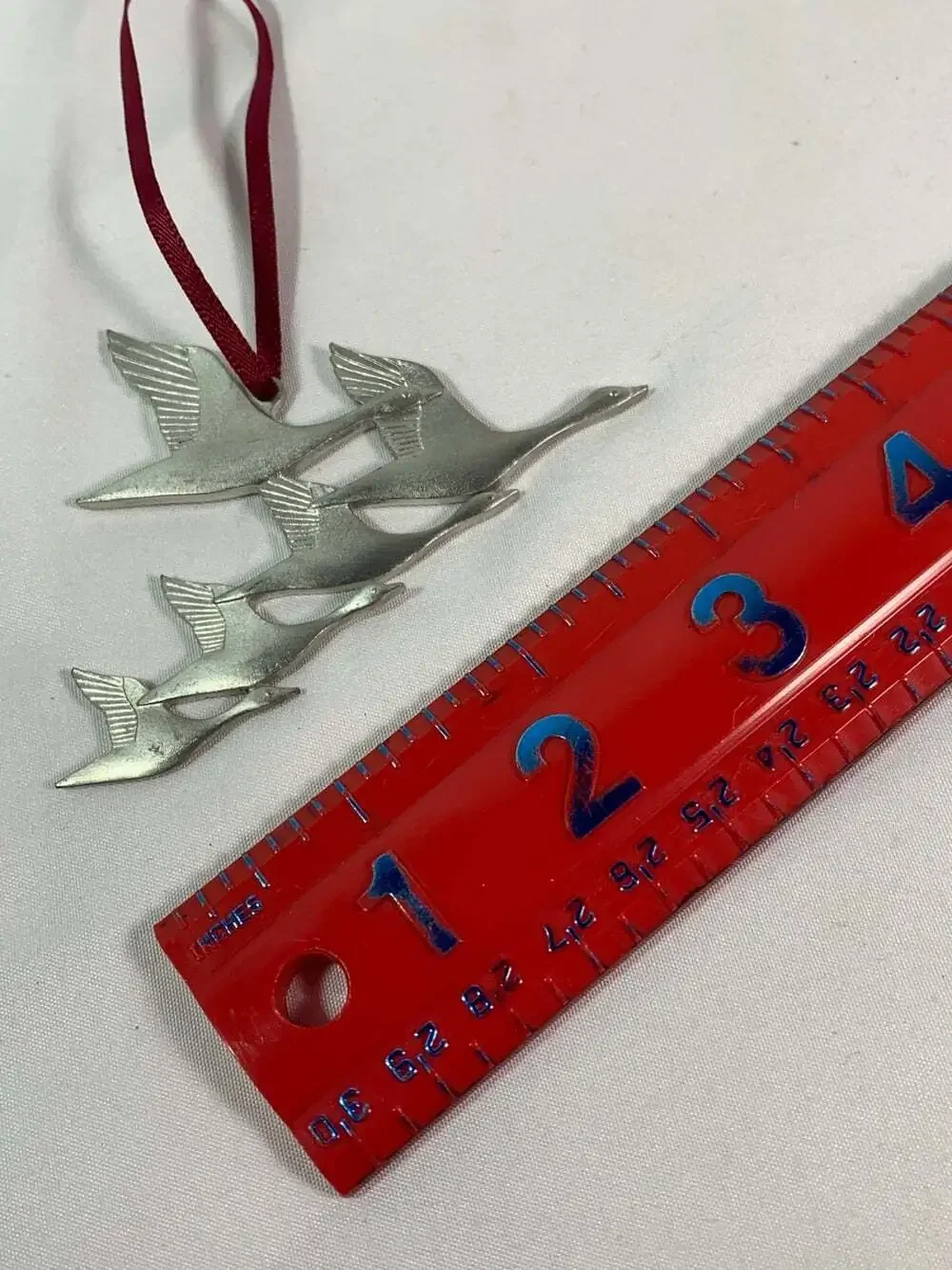 Pewter Geese Migrating 1989 Ornament